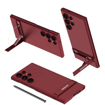 Galaxy S24 Ultra Case Zore Camera Protection Vertical Stand Ays Cover Plum