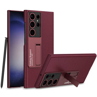 Galaxy S24 Ultra Case Zore Kıpta Stand Cover Plum