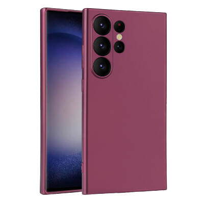 Galaxy S24 Ultra Case Zore Premier Silicone Cover Plum