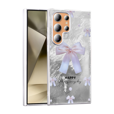 Galaxy S24 Ultra Kılıf Desenli Zore Mep Kapak İncili Fiyonk