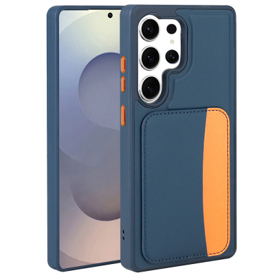 Galaxy S24 Ultra Kılıf Kartlıklı Zore X-Kart Silikon Kapak Lacivert