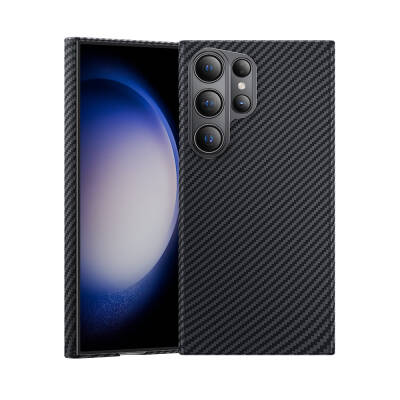 Galaxy S24 Ultra Kılıf Magsafe Özellikli Karbon Fiber Benks Essential ArmorAir 600D Kevlar Kapak Siyah