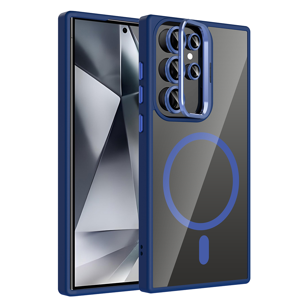 Galaxy S24 Ultra Kılıf Standlı ve Kamera Lens Hediyeli M-Safe Şarj Özellikli Zore Etro Kapak - 6