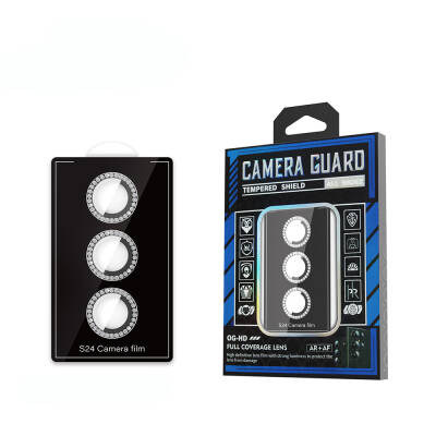 Galaxy S24 Zore Diamond Kamera Lens Koruyucu Cam Filmi Siyah