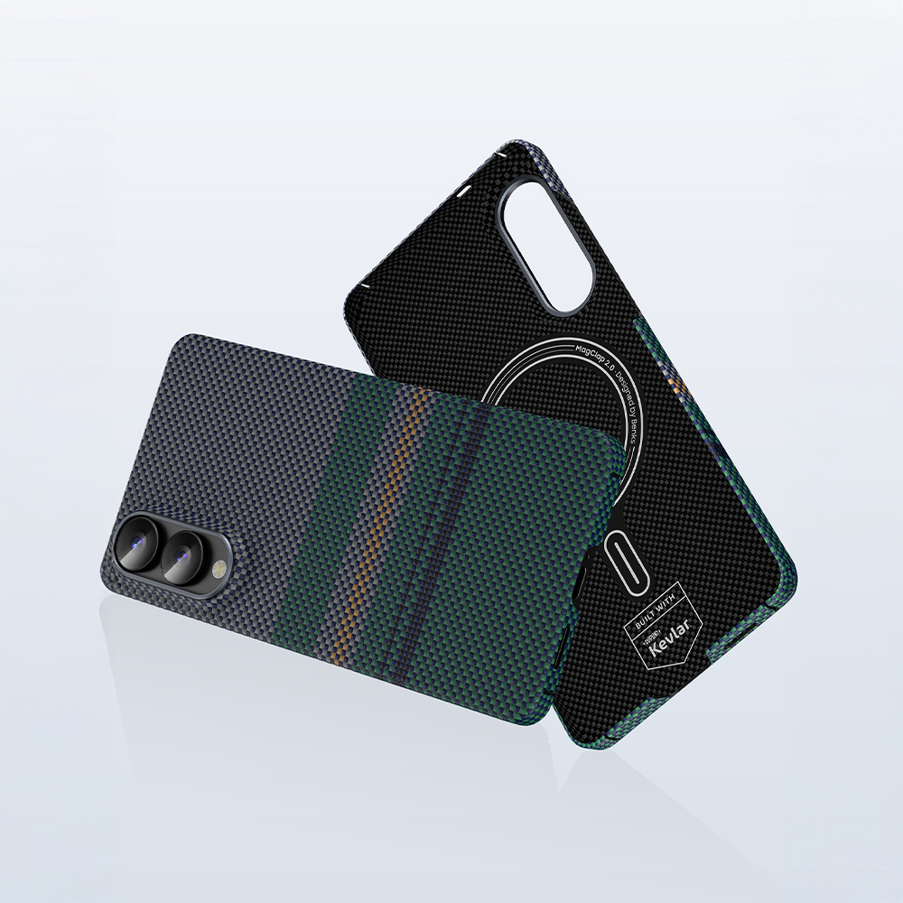 Galaxy S25 Edge Case M-safe Charging Feature Carbon Fiber Design Benks Aurora ArmorAir Kevlar Cover - 7