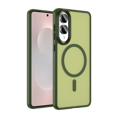 Galaxy S25 Edge Case M-safe Charging Feature Matte Back Surface Zore Sio Cover Dark Green