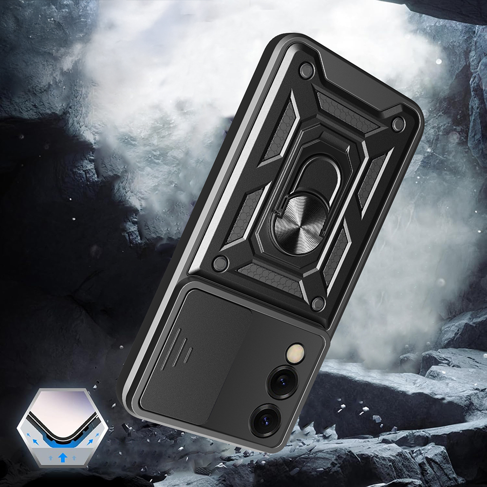 Galaxy S25 Edge Case Magnetic Stand Camera Protection Zore Sliding Vega Cover - 6