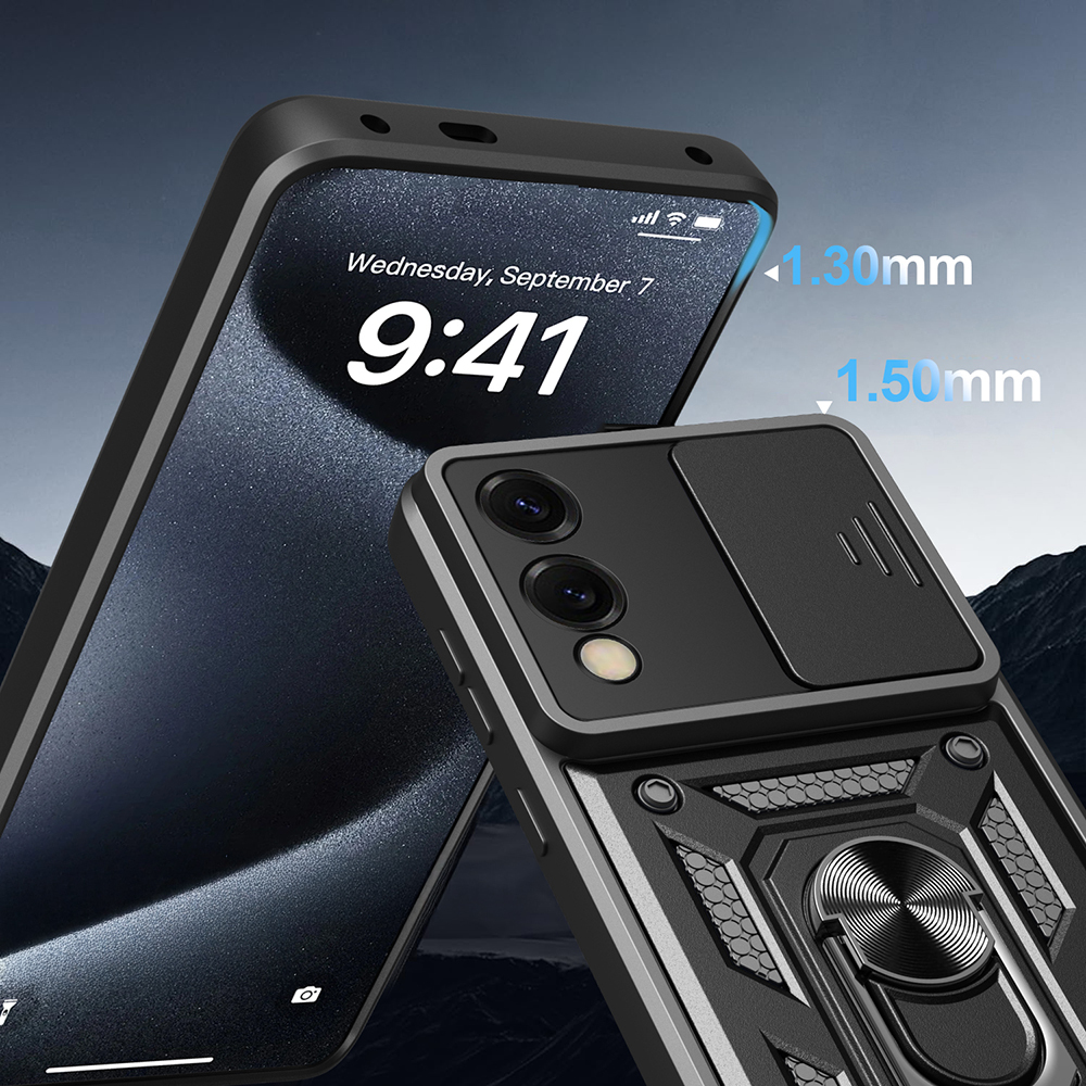 Galaxy S25 Edge Case Magnetic Stand Camera Protection Zore Sliding Vega Cover - 7
