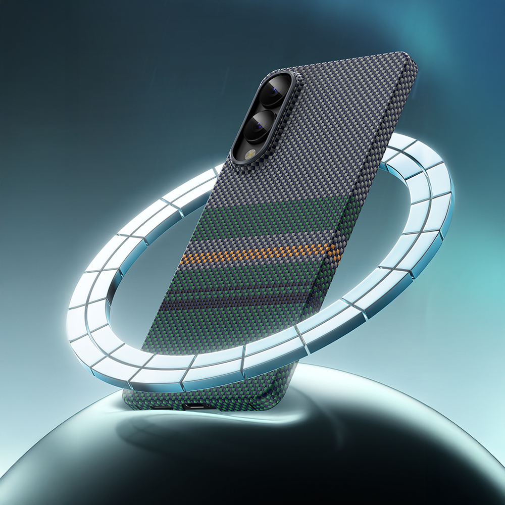 Galaxy S25 Edge Kılıf M-safe Şarj Özellikli Karbon Fiber Tasarımlı Benks Aurora ArmorAir Kevlar Kapak - 11