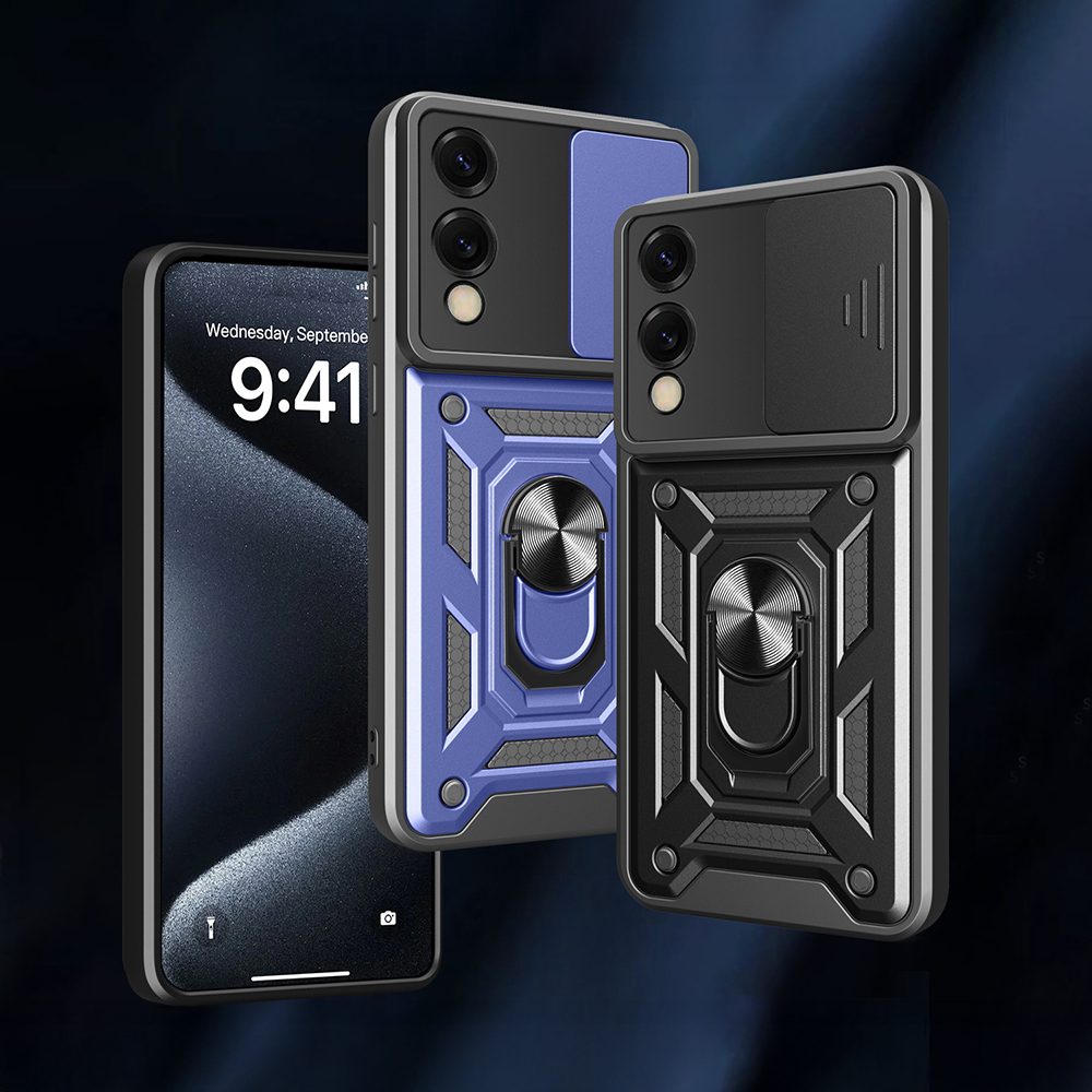 Galaxy S25 Edge Kılıf Magnetik Standlı Kamera Korumalı Zore Sürgülü Vega Kapak - 4