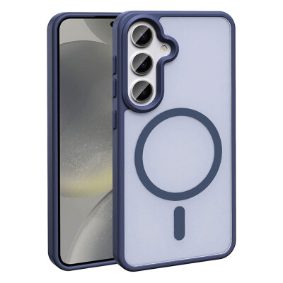 Galaxy S25 FE Case M-safe Charging Feature Matte Back Surface Zore Sio Cover Navy blue