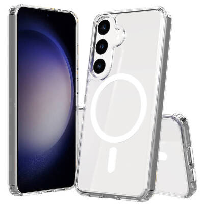 Galaxy S25 FE Case M-safe Charging Transparent Hard PC Zore Embos Cover Şeffaf