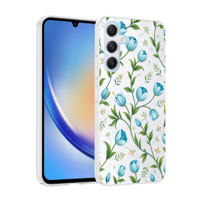 Galaxy S25 FE Case with Camera Protector, Patterned Zore Clip Cover Mavi Lale