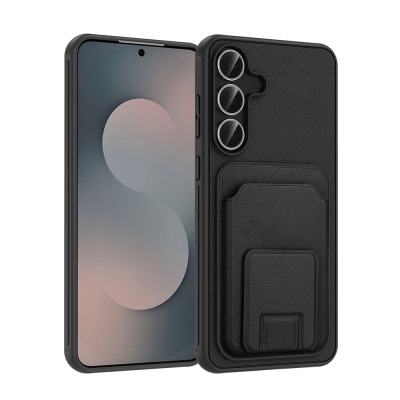 Galaxy S25 FE Case with Card Holder TPU Zore Bikart Cover Black