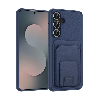 Galaxy S25 FE Case with Card Holder TPU Zore Bikart Cover Navy blue