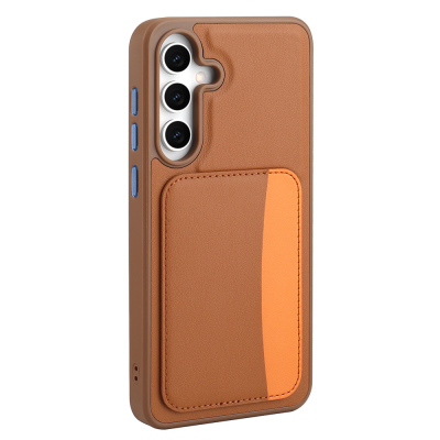 Galaxy S25 FE Case with Card Holder Zore X-Card Silicone Cover Brown