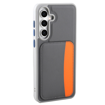 Galaxy S25 FE Case with Card Holder Zore X-Card Silicone Cover Dark Grey