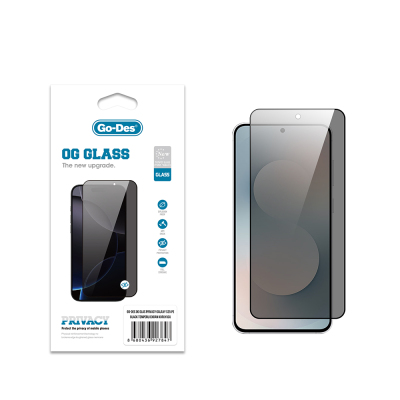 Galaxy S25 FE Go Des OG Glass Privacy Antistatik Temperli Cam Ekran Koruyucu Siyah