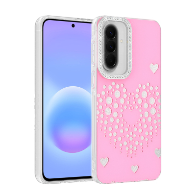 Galaxy S25 FE Kılıf Damla Taşlı Zore Rivas Sert PC Kapak Pembe