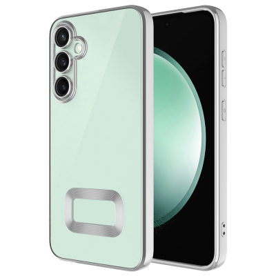 Galaxy S25 FE Kılıf Kamera Korumalı Logo Gösteren Zore Omega Kapak Gümüş