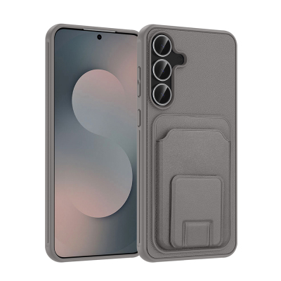 Galaxy S25 FE Kılıf Kartlıklı TPU Zore Bikart Kapak Gri