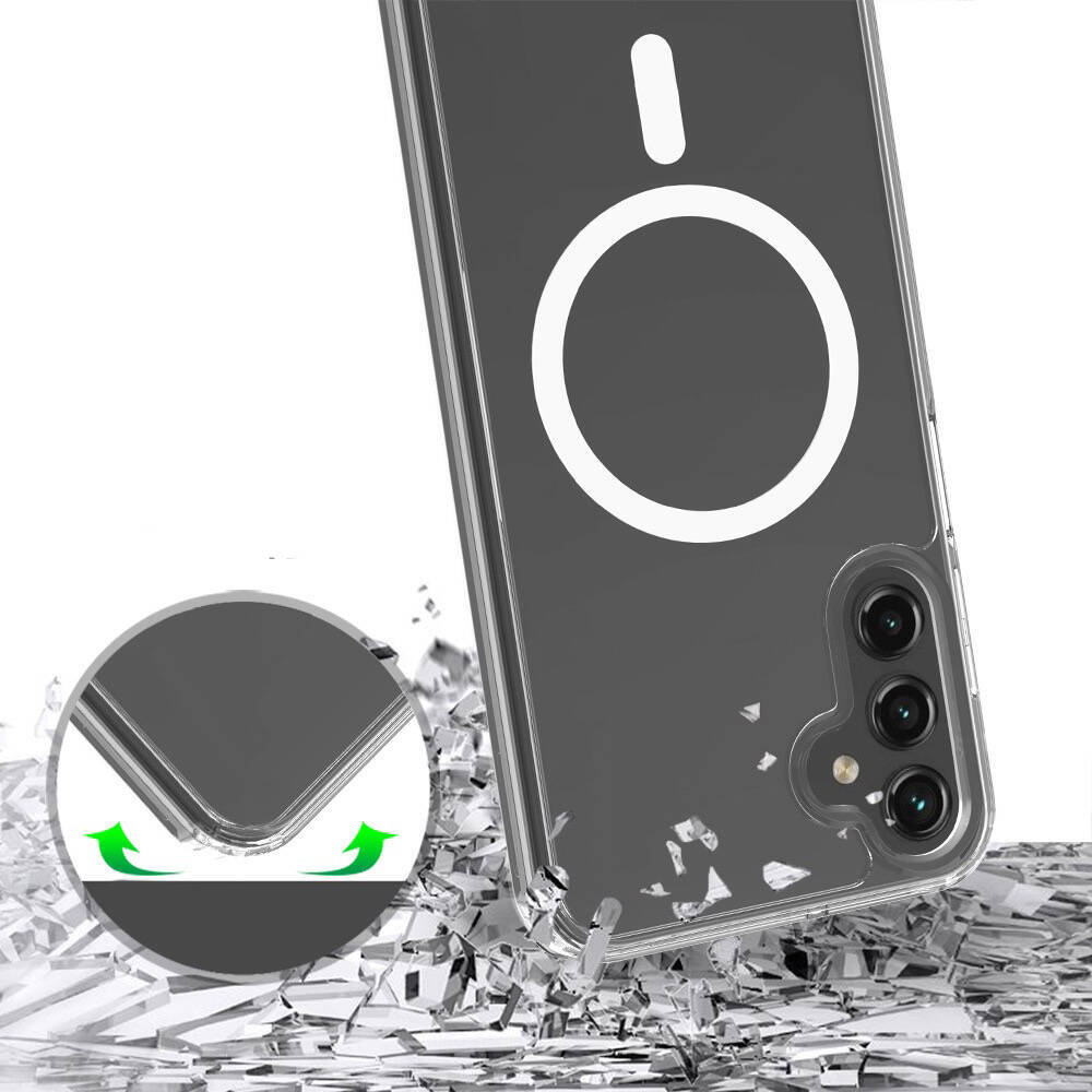 Galaxy S25 FE Kılıf M-safe Şarj Özellikli Şeffaf Sert PC Zore Embos Kapak - 5
