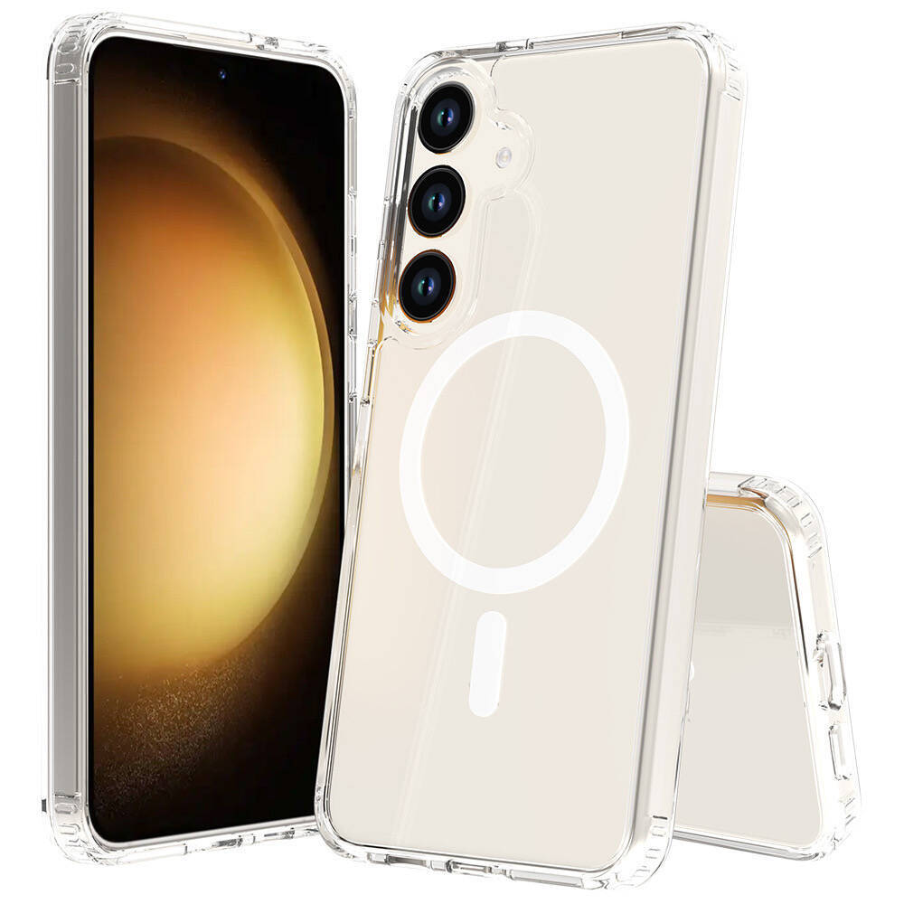 Galaxy S25 FE Kılıf M-safe Şarj Özellikli Şeffaf Sert PC Zore Embos Kapak - 3