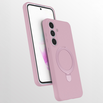 Galaxy S25 FE Kılıf M-safe Şarj Özellikli Standlı Zore Samara Kapak Pembe