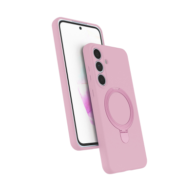 Galaxy S25 FE Kılıf M-safe Şarj Özellikli Standlı Zore Samara Kapak Pembe