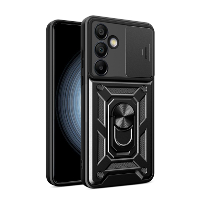 Galaxy S25 FE Kılıf Magnetik Standlı Kamera Korumalı Zore Sürgülü Vega Kapak Siyah