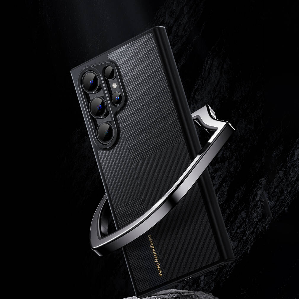 Galaxy S25 Kılıf M-safe Şarj Özellikli Karbon Fiber Benks Montage Hybrid ArmorPro Kevlar Kapak - 5