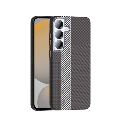 Galaxy S25 Plus Case M-safe Charging Feature Carbon Fiber Look Zore Gros Cover Gri-Siyah