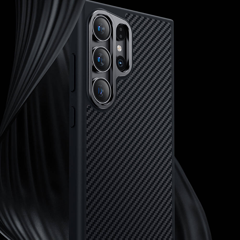 Galaxy S25 Plus Kılıf Karbon Fiber M-safe Şarj Özellikli Benks Hybrid ArmorPro 600D Kevlar Kapak - 9