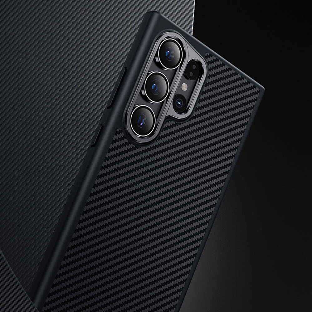 Galaxy S25 Plus Kılıf Karbon Fiber M-safe Şarj Özellikli Benks Hybrid ArmorPro 600D Kevlar Kapak - 10