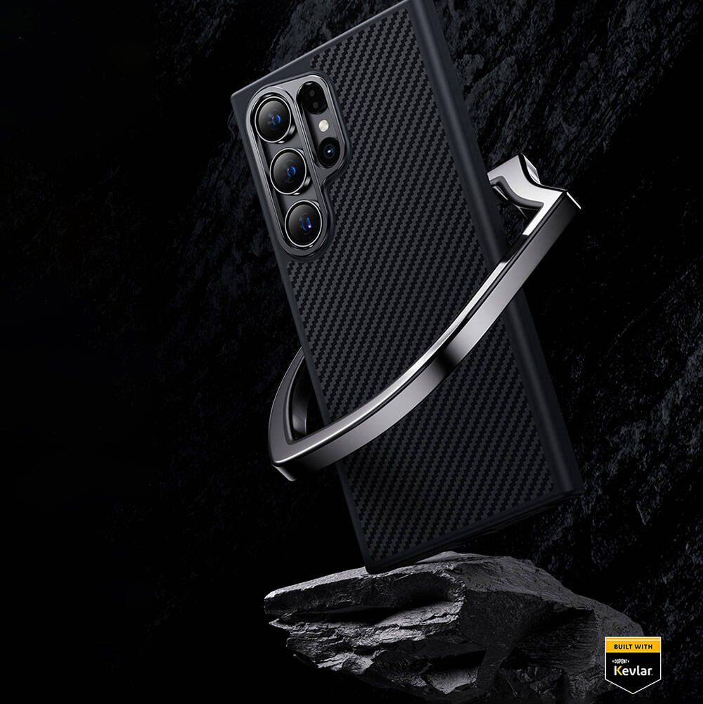 Galaxy S25 Plus Kılıf Karbon Fiber M-safe Şarj Özellikli Benks Hybrid ArmorPro 600D Kevlar Kapak - 12