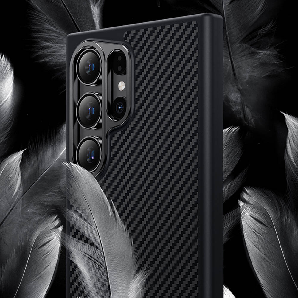 Galaxy S25 Plus Kılıf Karbon Fiber M-safe Şarj Özellikli Benks Hybrid ArmorPro 600D Kevlar Kapak - 13