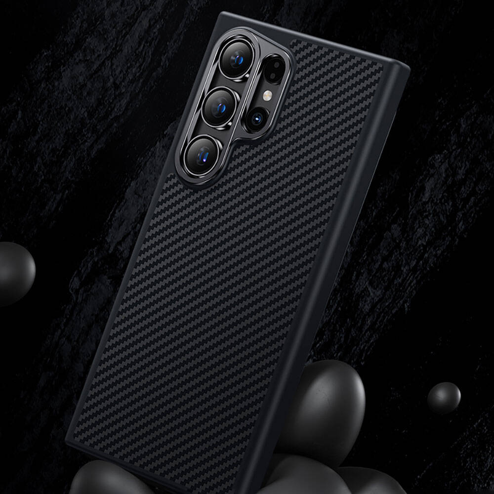 Galaxy S25 Plus Kılıf Karbon Fiber M-safe Şarj Özellikli Benks Hybrid ArmorPro 600D Kevlar Kapak - 15