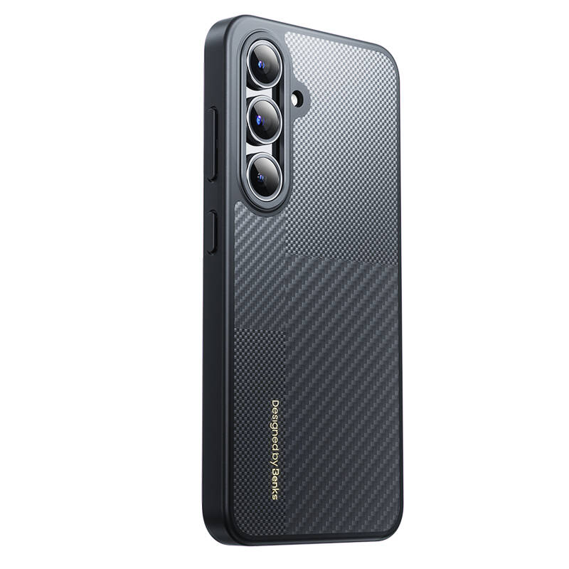 Galaxy S25 Plus Kılıf M-safe Şarj Özellikli Karbon Fiber Benks Montage Hybrid ArmorPro Kevlar Kapak - 1
