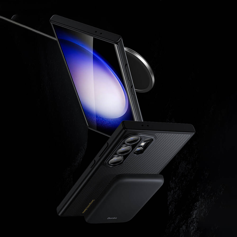 Galaxy S25 Plus Kılıf M-safe Şarj Özellikli Karbon Fiber Benks Montage Hybrid ArmorPro Kevlar Kapak - 6
