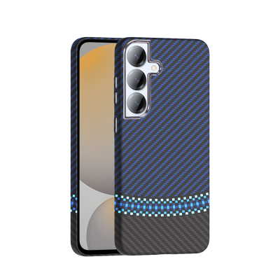 Galaxy S25 Plus Kılıf M-safe Şarj Özellikli Karbon Fiber Görünümlü Zore Gros Kapak Siyah-Lacivert