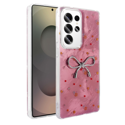 Galaxy S25 Ultra Case Camera Protection Figured Zore Ponti Silicone Cover Açık Pembe