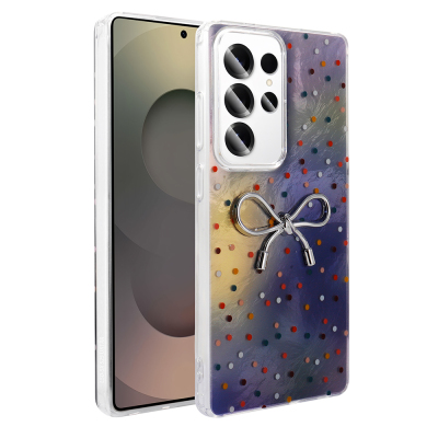 Galaxy S25 Ultra Case Camera Protection Figured Zore Ponti Silicone Cover Lila
