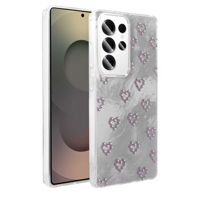 Galaxy S25 Ultra Case Camera Protection Figured Zore Ponti Silicone Cover White