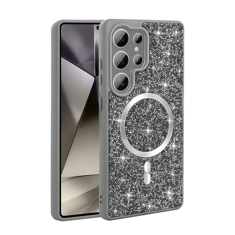 Galaxy S25 Ultra Case Diamond Design Magsafe Charging Feature Zore Mosaic Silicone Cover - 5