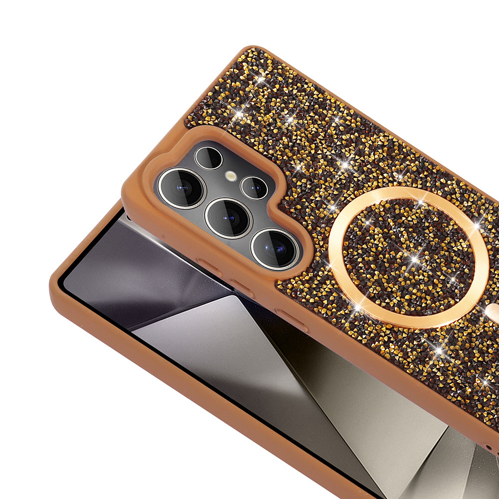 Galaxy S25 Ultra Case Diamond Design Magsafe Charging Feature Zore Mosaic Silicone Cover - 9