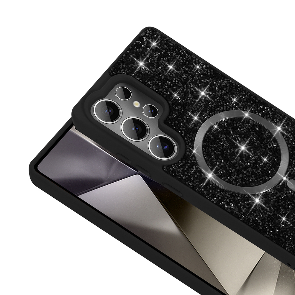 Galaxy S25 Ultra Case Diamond Design Magsafe Charging Feature Zore Mosaic Silicone Cover - 10
