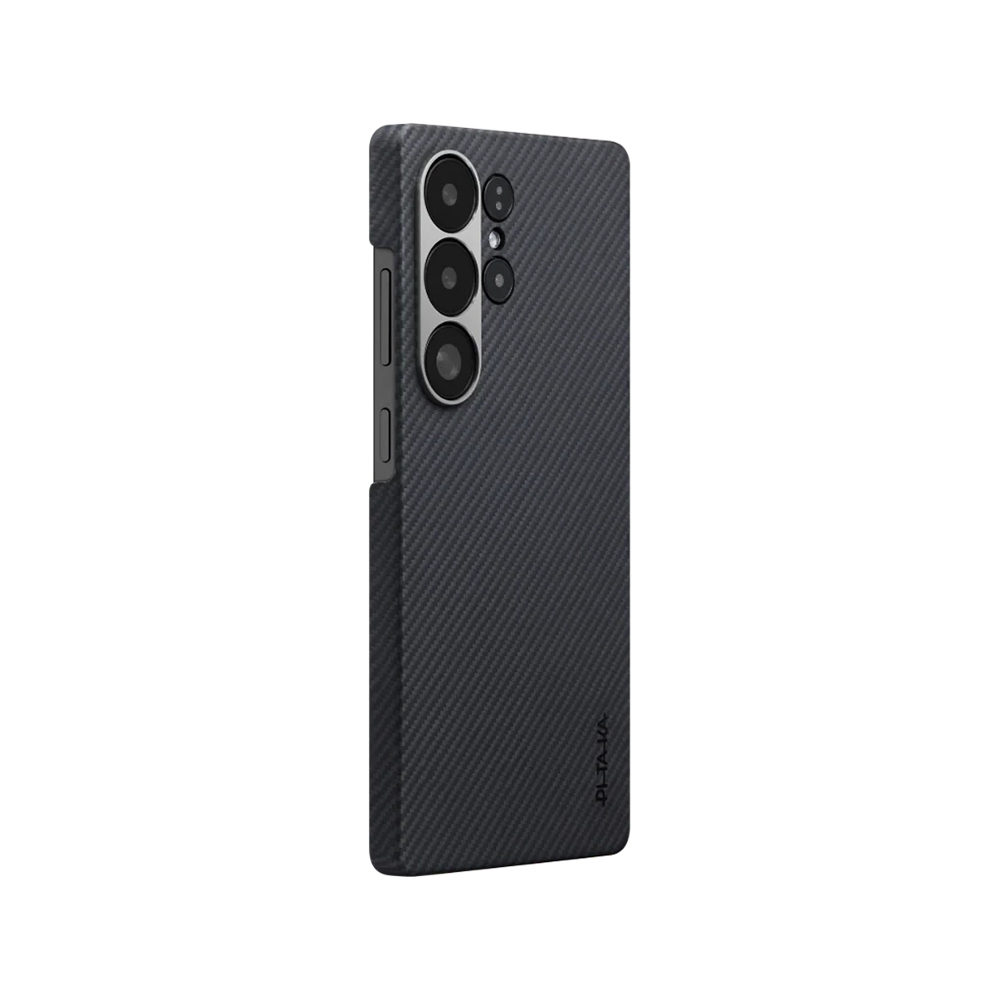 Galaxy S25 Ultra Case Magsafe Charging Feature 600D Aramid Fiber Pitaka Ultra-Slim Classic Series Black-Grey Twill Cover - 1