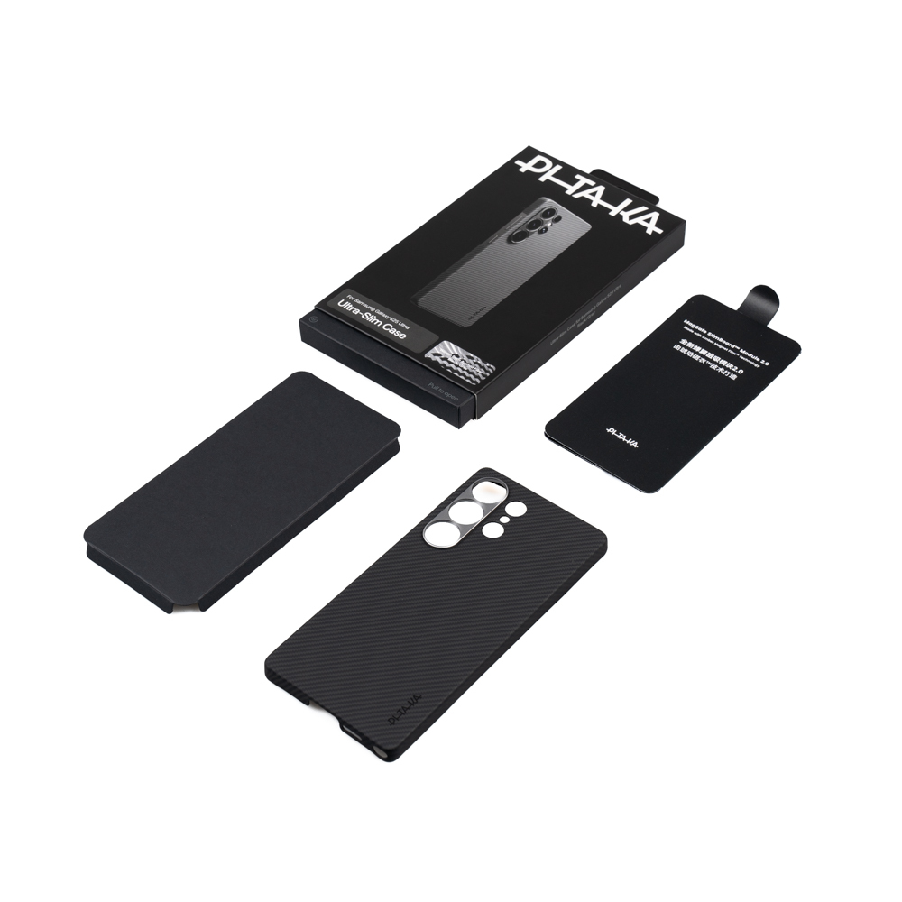 Galaxy S25 Ultra Case Magsafe Charging Feature 600D Aramid Fiber Pitaka Ultra-Slim Classic Series Black-Grey Twill Cover - 8