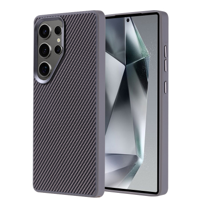 Galaxy S25 Ultra Case Magsafe Charging Feature Carbon Fiber Look Zore Troy Cover Grey