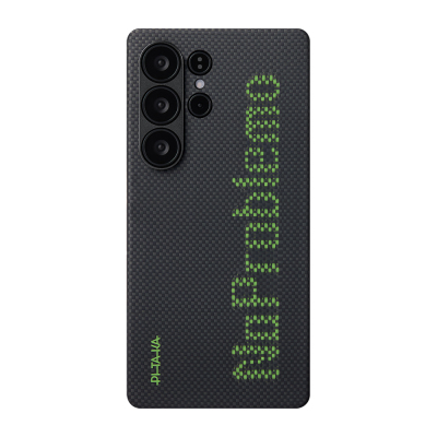 Galaxy S25 Ultra Case Magsafe Charging Feature Lumintex Technology Phosphorescent Aramid Fiber Pitaka Tactile Woven Aries Series Cover Siyah-Yeşil